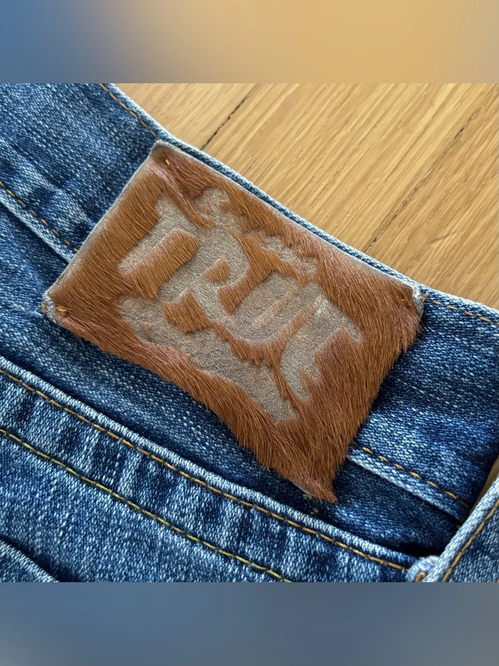 Vintage True Religion Geno Pony Hair Patch Distressed Denim Jorts Cutoff 31/32
